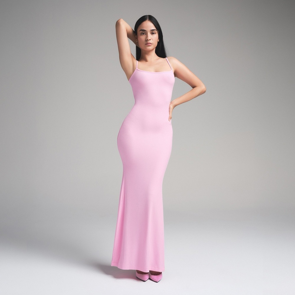 Skims limited edition soft lounge long slip pink dress!